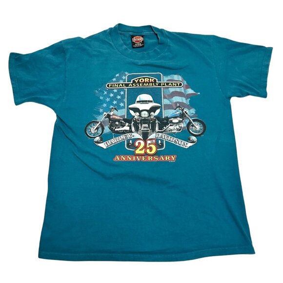 Harley Davidson 1998 25th Anniversary York Assembly Plant Vintage T Shirt Large - Picture 1 of 8